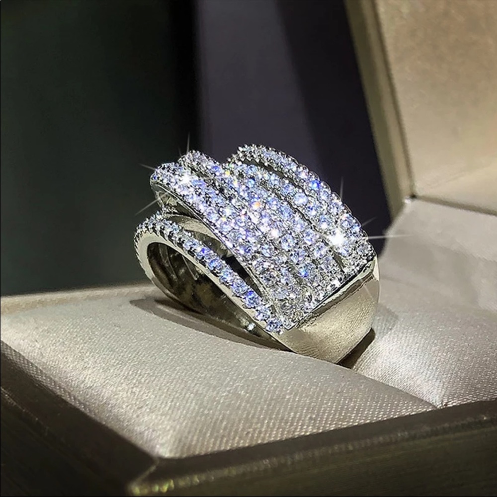 Restock-New 925 Sterling Silver Interweave Diamond ring - Picture 2 of 9